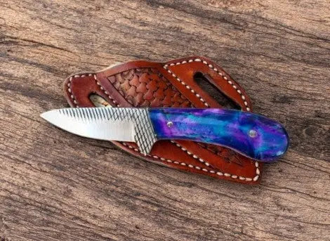 Handmade Belt Knife – Rasp Steel Blade & Resin Handle by Damascus Knife Store, Damascus knife main product photo