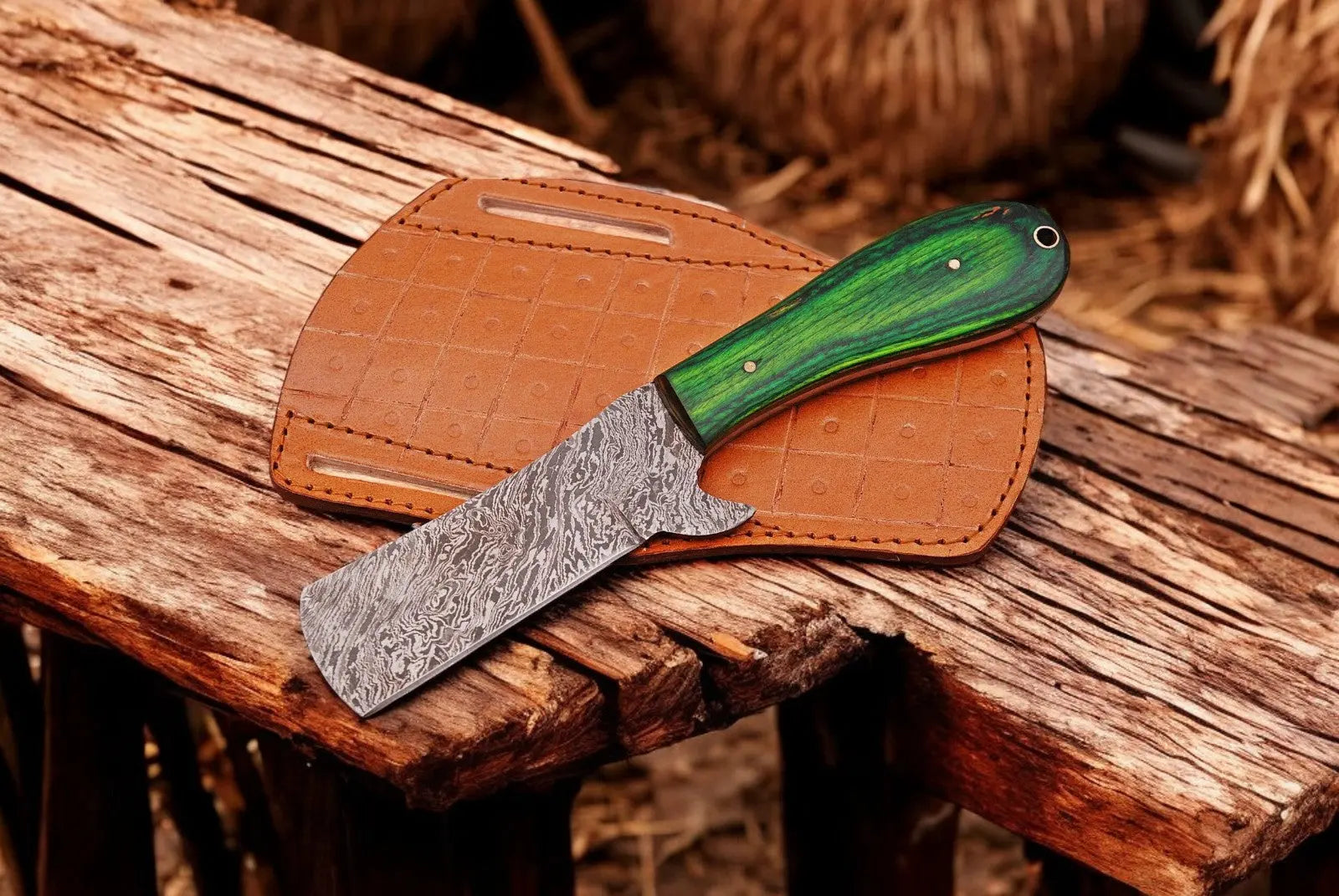 Handmade Bull Cutter Knife – Damascus Steel & Exotic Wood Damascus Knife Store