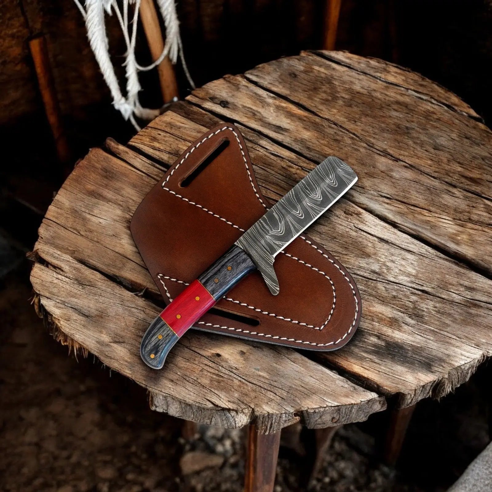 Handmade Bull Cutter Knife | Damascus Steel & Exotic Wood Damascus Knife Store
