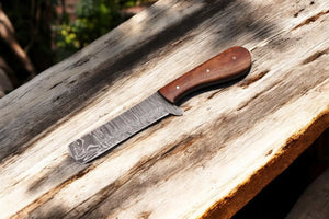 Handmade Bull Cutter Knife – Damascus Steel & Rosewood Damascus Knife Store