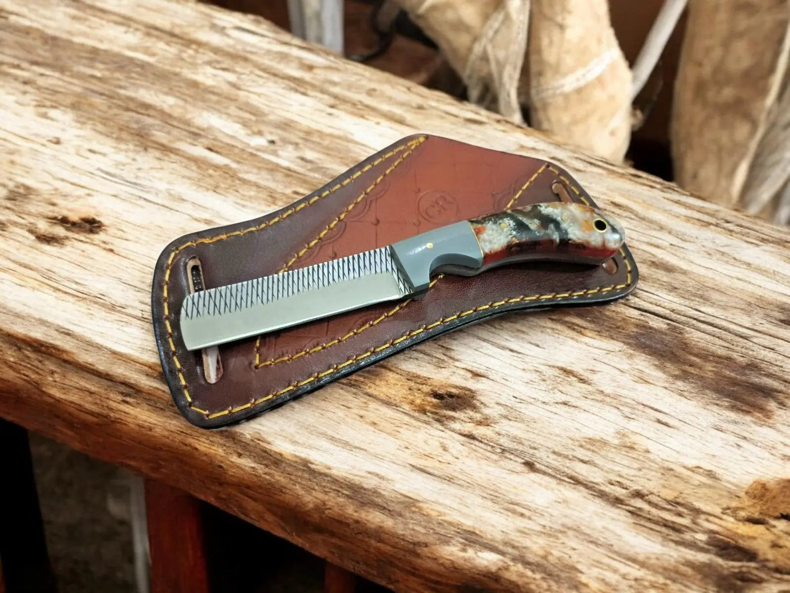 Handmade Bull Cutter Knife – Damascus Steel, 8" Damascus Knife Store