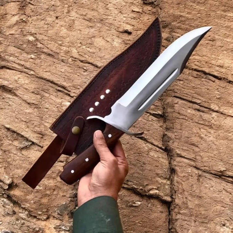 Handmade Carbon Steel Bowie Knife with Rosewood Handle by Damascus Knife Store, Damascus knife main product photo