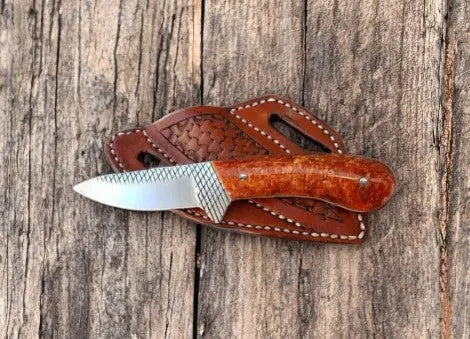 Handmade Cowboy Knife with Orange Epoxy Handle by Damascus Knife Store, Damascus knife main product photo