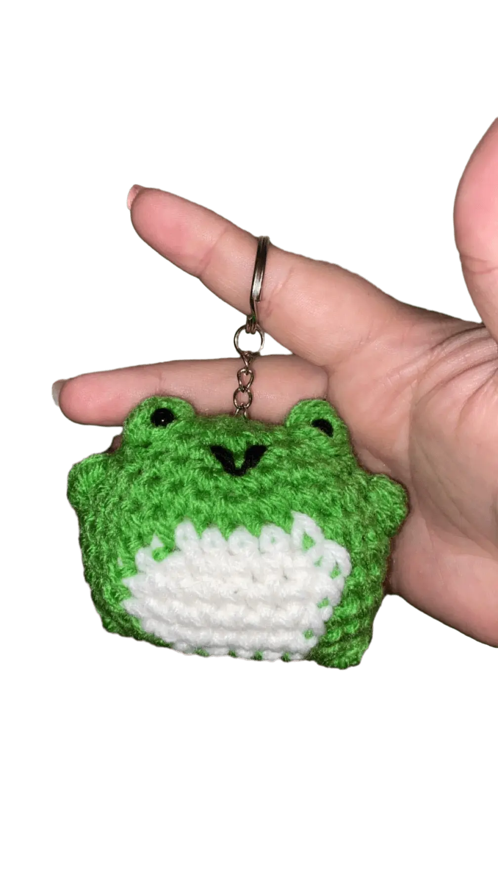 Handmade Crochet Frog Keychain - Whimsical Fun Animal Accessory by Klassy Krafts, 3D printed gift main product photo