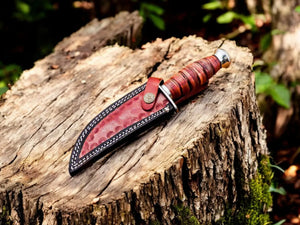 Handmade Damascus Bowie Knife – Buffalo Horn Handle by Damascus Knife Store, Damascus knife detail photo 3