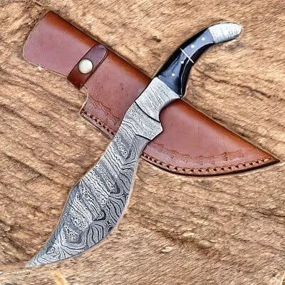 Handmade Damascus Bowie Knife with Buffalo Horn Handle Damascus Knife Store