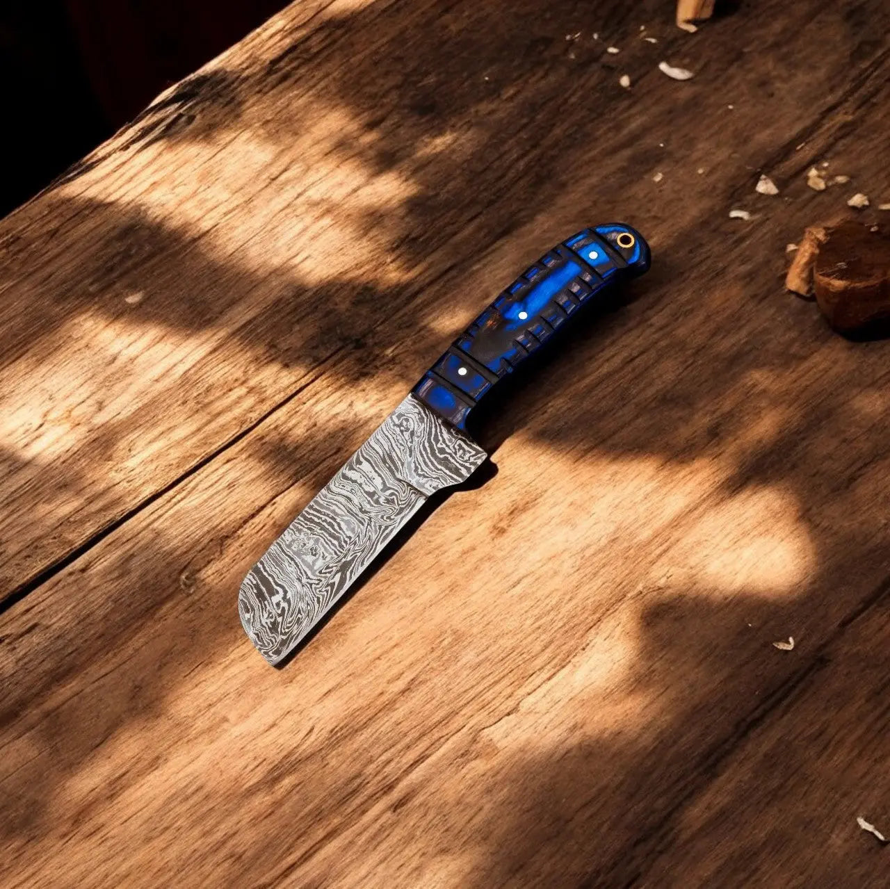 Handmade Damascus Bull Cutter Knife – 8" Exotic Wood Handle by Damascus Knife Store, Damascus knife detail photo 2