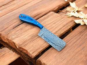Handmade Damascus Bull Cutter Knife with Epoxy Resin Handle Damascus Knife Store