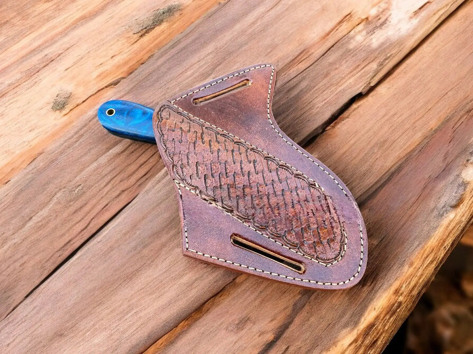 Handmade Damascus Bull Cutter Knife with Epoxy Resin Handle Damascus Knife Store