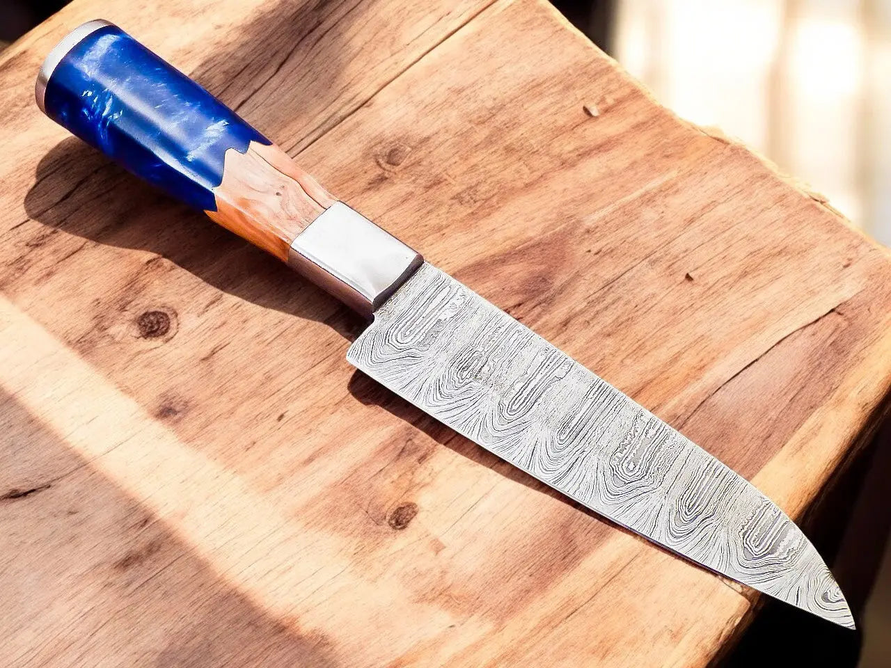Handmade Damascus Chef Knife – Resin Wood Handle, 12" Damascus Knife Store