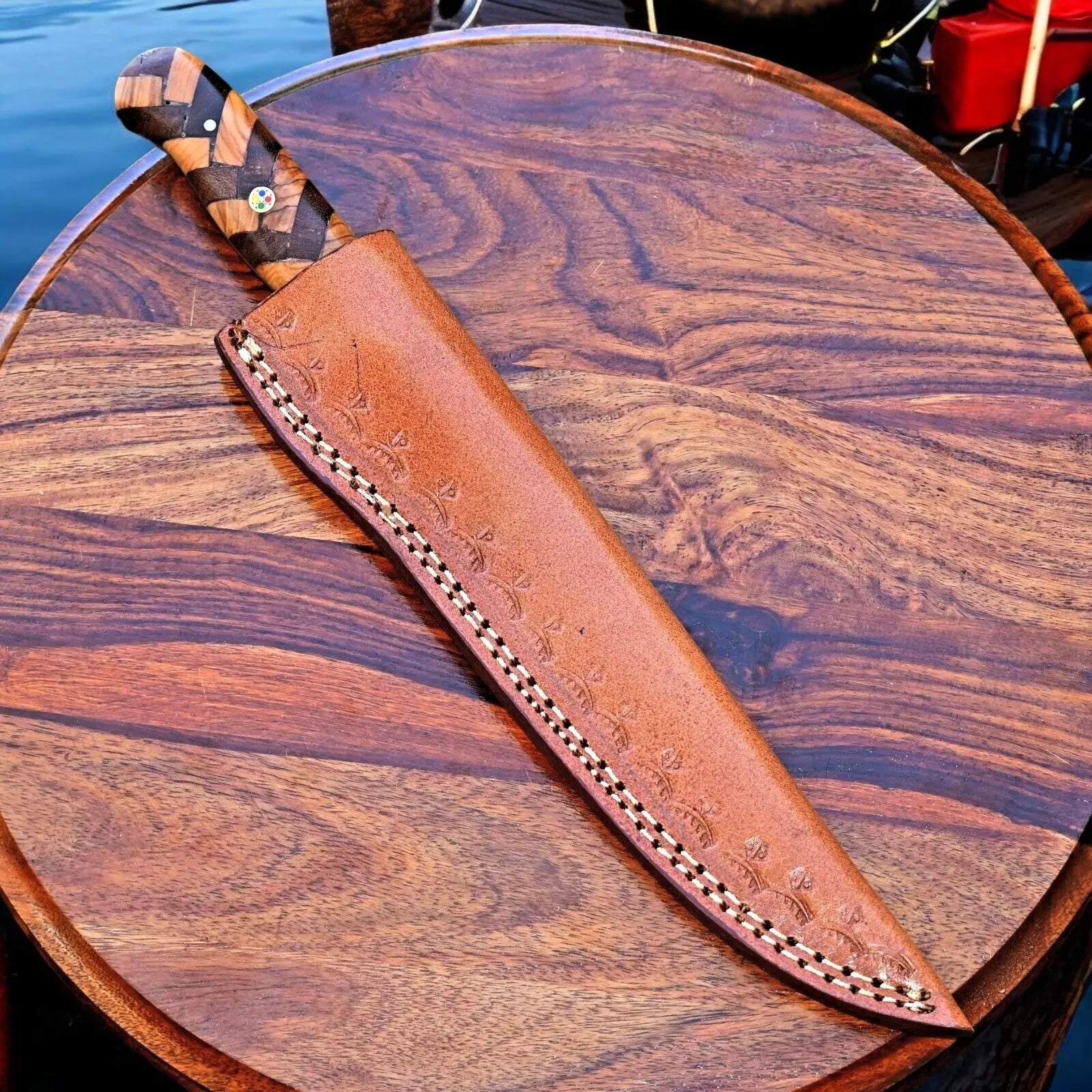 Handmade Damascus Fillet Knife – 12" with Olivewood Handle Damascus Knife Store