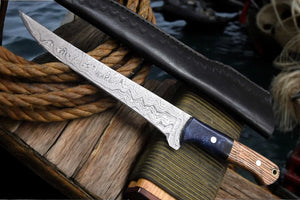 Handmade Damascus Fillet Knife – Olivewood & Resin Handle Damascus Knife Store