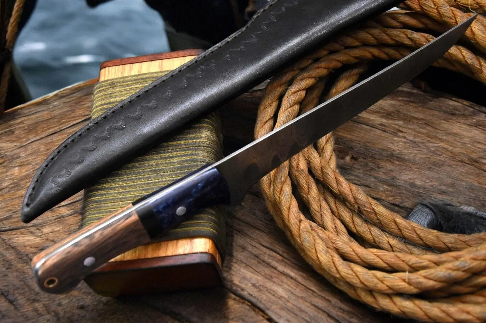 Handmade Damascus Fillet Knife – Olivewood & Resin Handle Damascus Knife Store