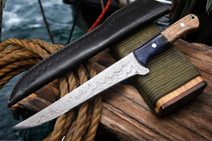 Handmade Damascus Fillet Knife – Olivewood & Resin Handle Damascus Knife Store