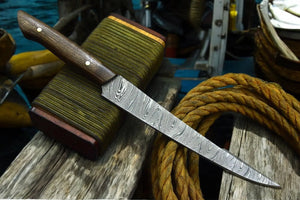 Handmade Damascus Fillet Knife – Walnut Wood Handle Damascus Knife Store