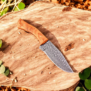 Handmade Damascus Hunting Knife – 10" with Wood Handle Damascus Knife Store