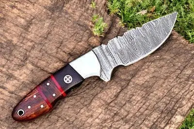 Handmade Damascus Hunting Knife – 8" with Wood Handle by Damascus Knife Store, Damascus knife main product photo