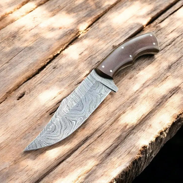 Handmade Damascus Hunting Knife – 9" with Wood Handle Damascus Knife Store