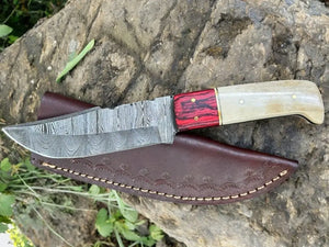 Handmade Damascus Hunting Knife – Bone & Exotic Wood Damascus Knife Store