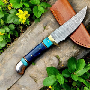 Handmade Damascus Hunting Knife – Epoxy Resin Handle Damascus Knife Store