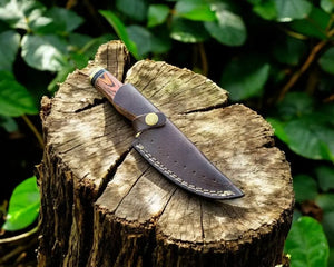 Handmade Damascus Hunting Knife – Exotic Wood Handle by Damascus Knife Store, Damascus knife detail photo 2