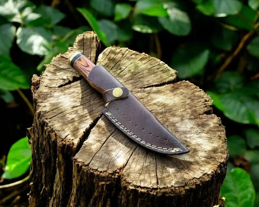 Handmade Damascus Hunting Knife – Exotic Wood Handle by Damascus Knife Store, Damascus knife detail photo 2