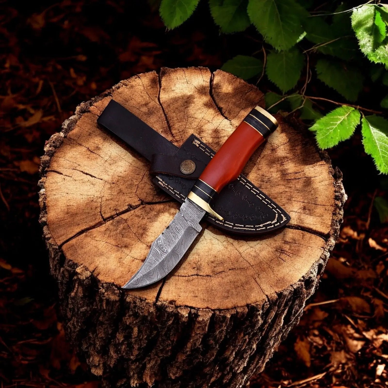 Handmade Damascus Hunting Knife with Epoxy Resin Handle Damascus Knife Store