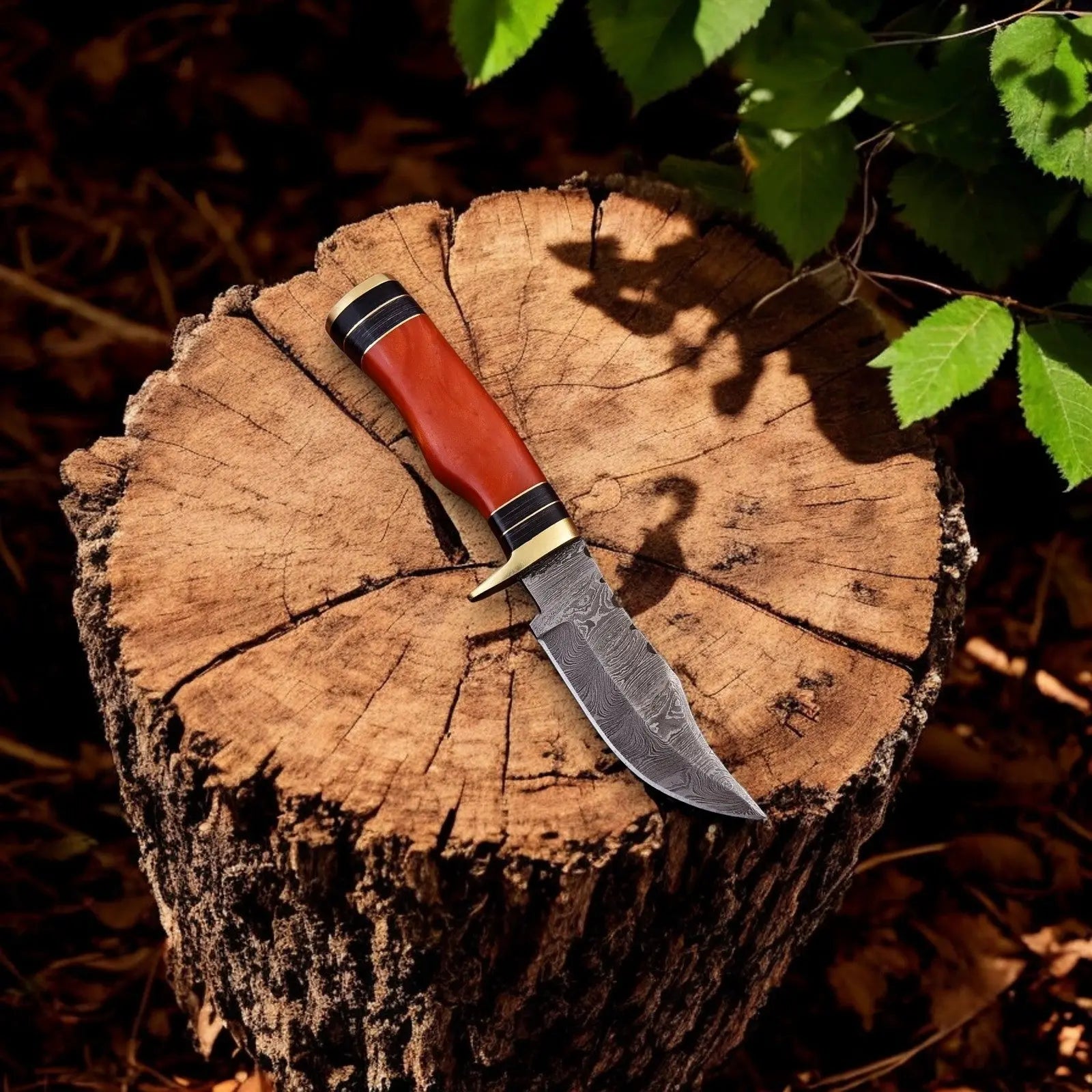 Handmade Damascus Hunting Knife with Epoxy Resin Handle Damascus Knife Store