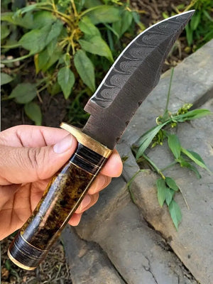Handmade Damascus Hunting Knife with Epoxy Resin Handle Damascus Knife Store