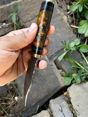 Handmade Damascus Hunting Knife with Epoxy Resin Handle Damascus Knife Store