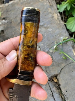Handmade Damascus Hunting Knife with Epoxy Resin Handle Damascus Knife Store