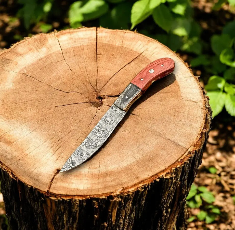 Handmade Damascus Hunting Knife with Exotic Wood Handle Damascus Knife Store