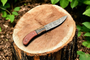 Handmade Damascus Hunting Knife with Exotic Wood Handle Damascus Knife Store