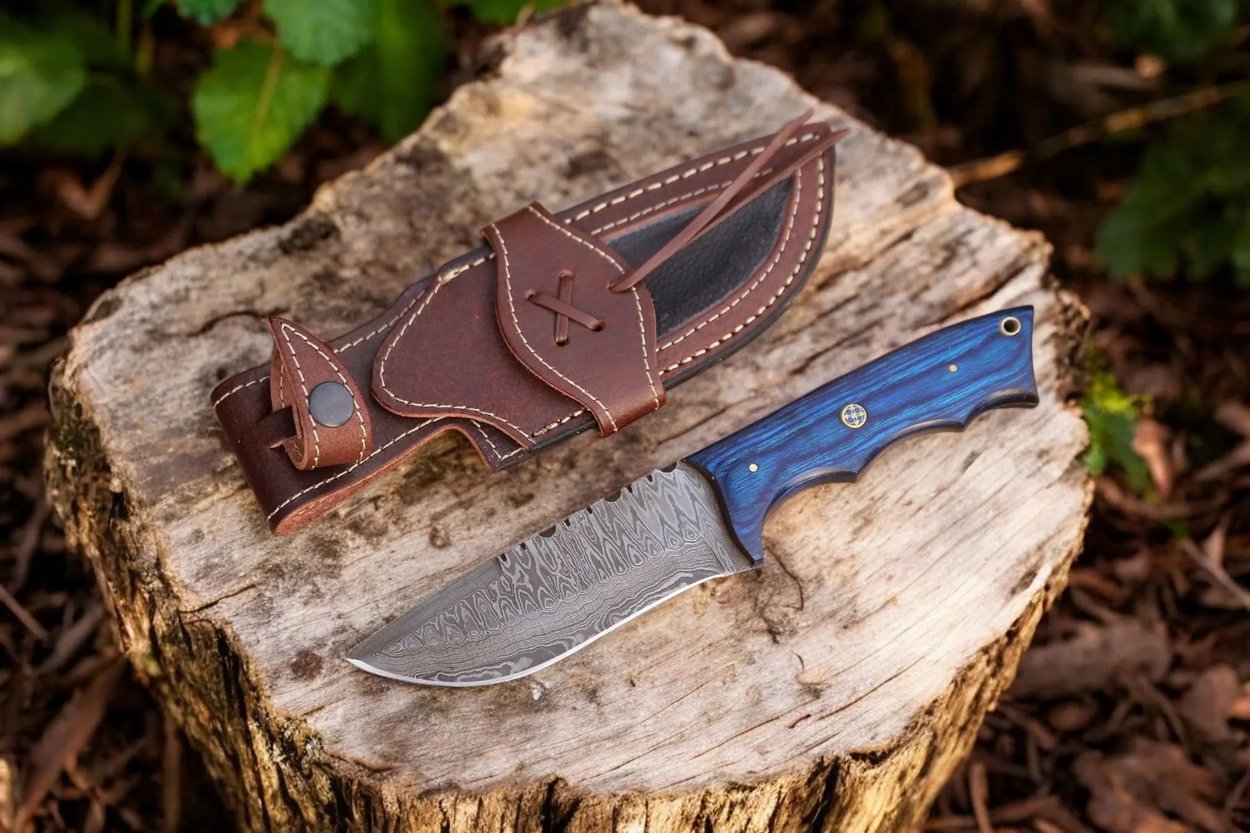 Handmade Damascus Hunting Knife with Exotic Wood Handle Damascus Knife Store