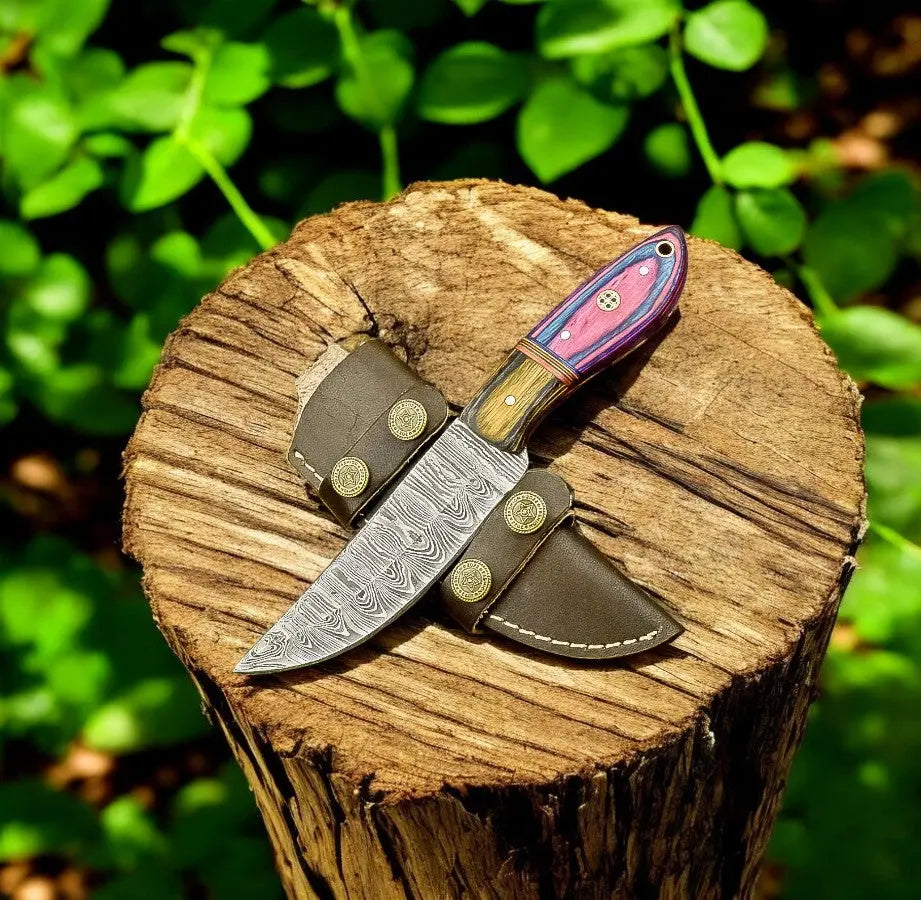 Handmade Damascus Hunting Knife with Exotic Wood Handle by Damascus Knife Store, Damascus knife main product photo
