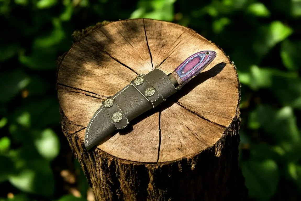 Handmade Damascus Hunting Knife with Exotic Wood Handle by Damascus Knife Store, Damascus knife detail photo 2