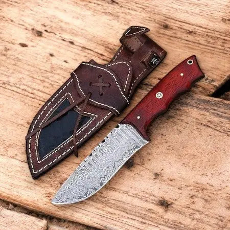 Handmade Damascus Hunting Knife with Exotic Wood Handle by Damascus Knife Store, Damascus knife main product photo