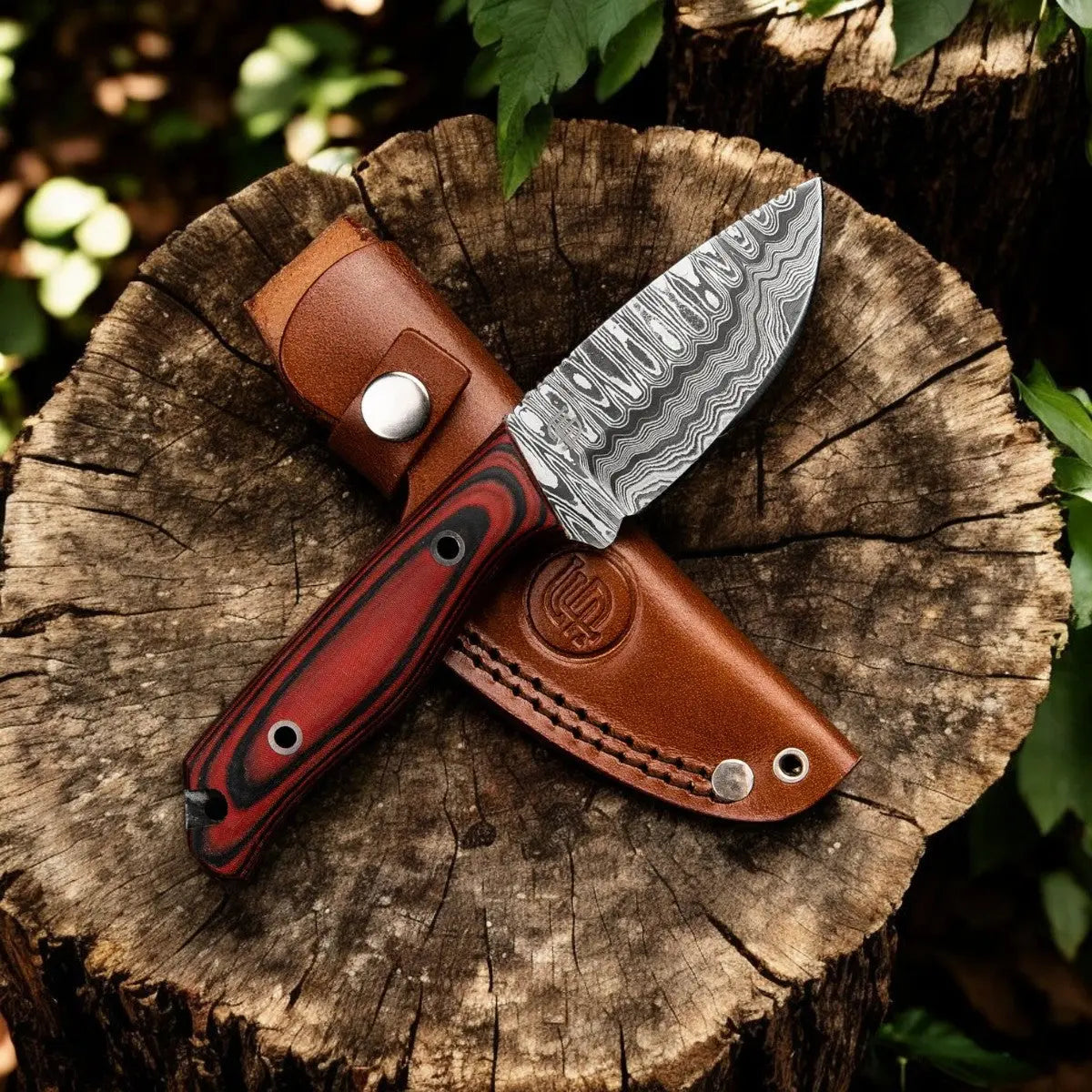 Handmade Damascus Hunting Knife with Exotic Wood Handle by Damascus Knife Store, Damascus knife main product photo