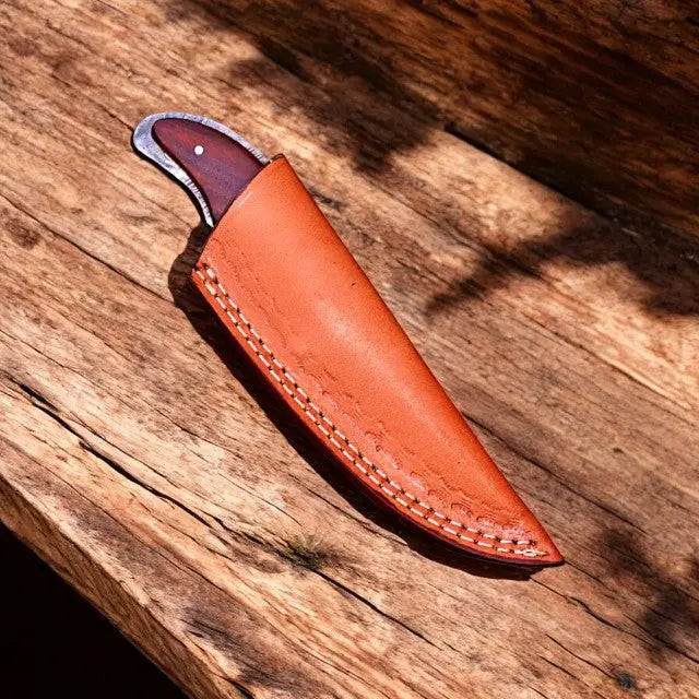 Handmade Damascus Hunting Knife with Rosewood Handle by Damascus Knife Store, Damascus knife detail photo 2