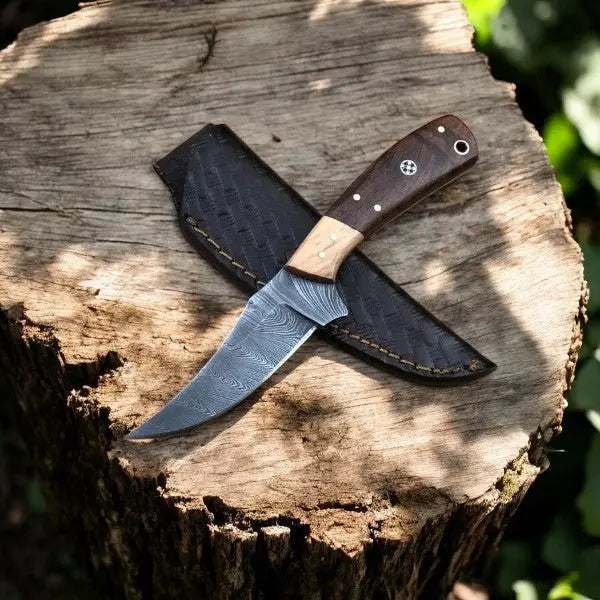 Handmade Damascus Hunting Knife with Rosewood Handle Damascus Knife Store