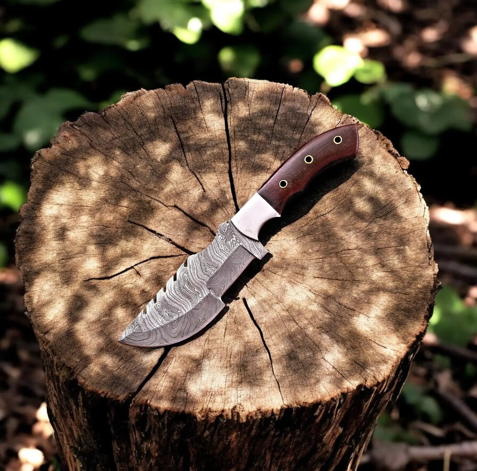 Handmade Damascus Hunting Knife with Rosewood Handle – 10" Damascus Knife Store
