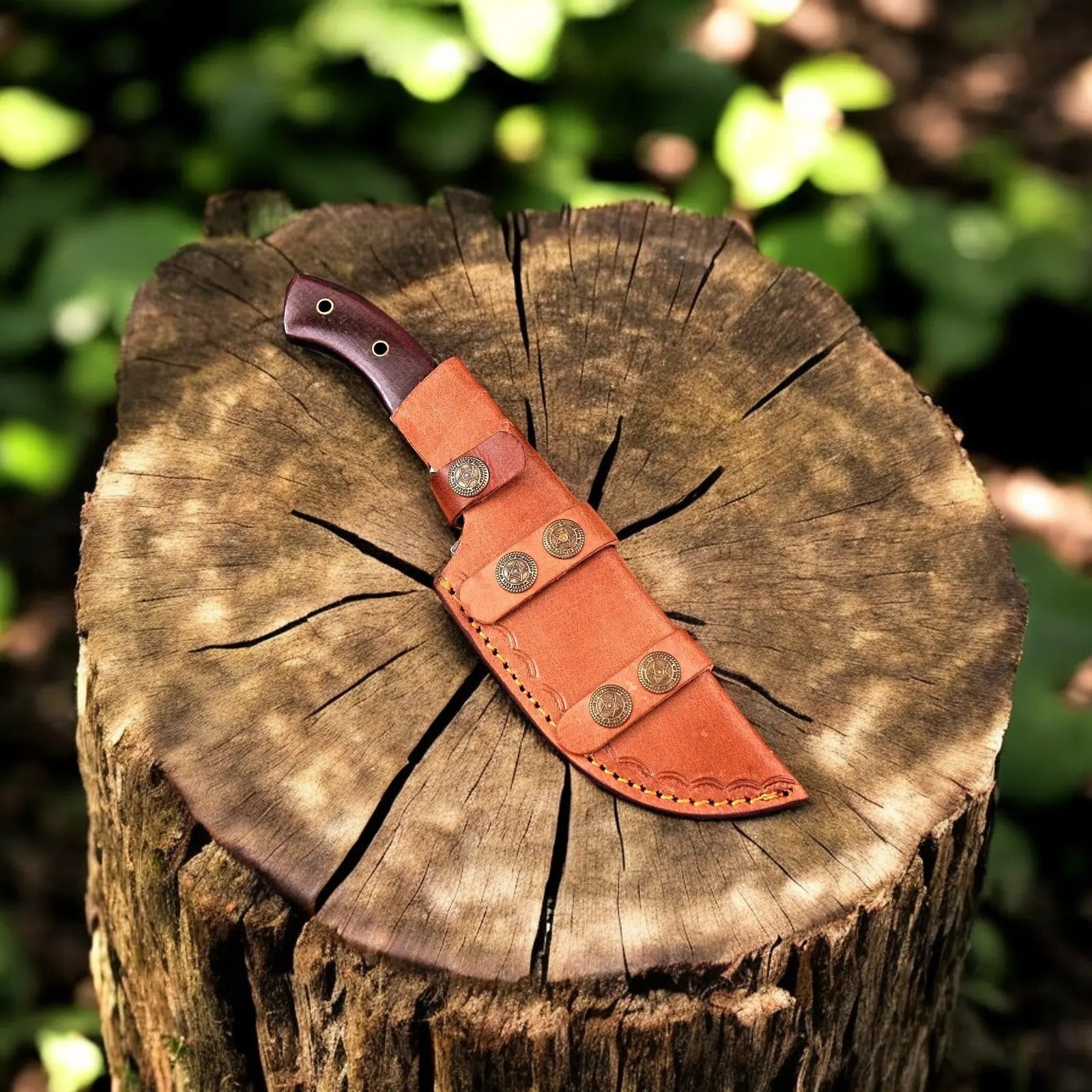 Handmade Damascus Hunting Knife with Rosewood Handle – 10" Damascus Knife Store