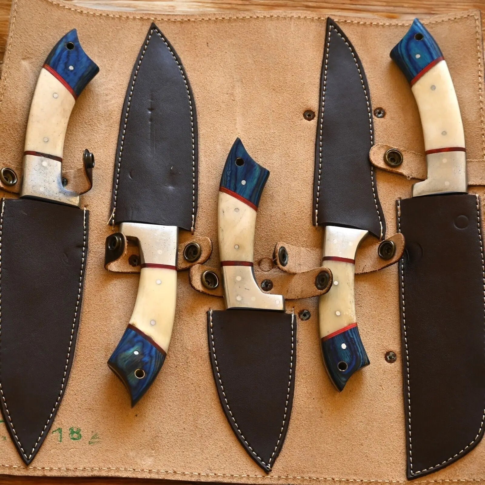 Handmade Damascus Kitchen Knives Set – Exotic Wood & Bone Damascus Knife Store