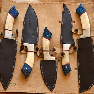 Handmade Damascus Kitchen Knives Set – Exotic Wood & Bone Damascus Knife Store