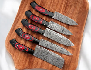 Handmade Damascus Kitchen Knives Set – Exotic Wood & G10 Damascus Knife Store