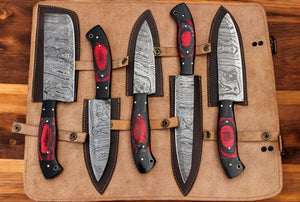 Handmade Damascus Kitchen Knives Set – Exotic Wood & G10 Damascus Knife Store