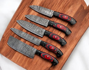 Handmade Damascus Kitchen Knives Set – Exotic Wood & G10 Damascus Knife Store