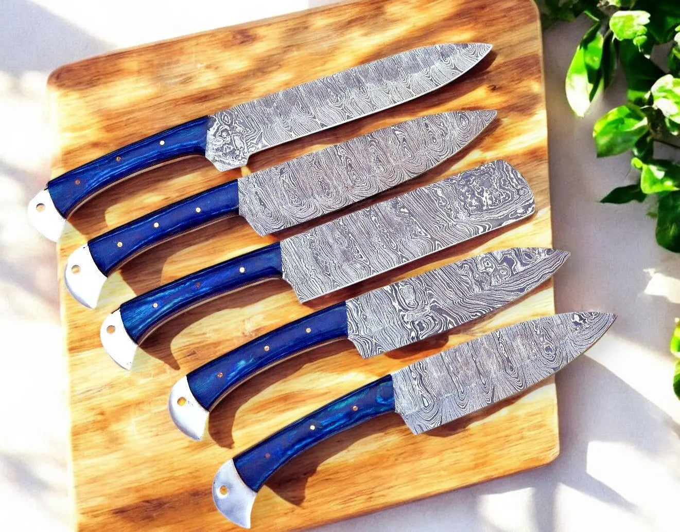 Handmade Damascus Kitchen Knives Set with Exotic Wood by Damascus Knife Store, Southern handmade gift detail photo 2