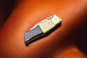 Handmade Damascus Pocket Knife | Bone & Buffalo Horn Handle Damascus Knife Store