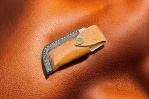 Handmade Damascus Pocket Knife | Bone & Buffalo Horn Handle Damascus Knife Store